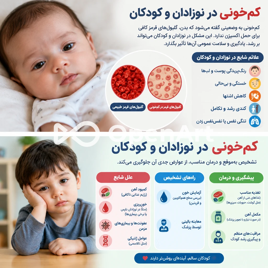 کم‌خونی در نوزادان و کودکان؛ علت‌ها، علائم، تشخیص و درمان در گهوارک